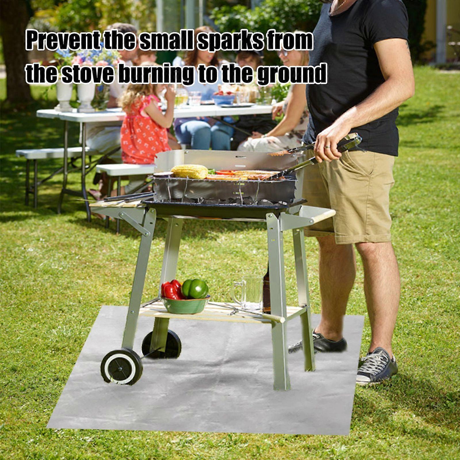 Fireproof mat outdoor lawn patio barbecue fireproof mat silver rectangular protection mat