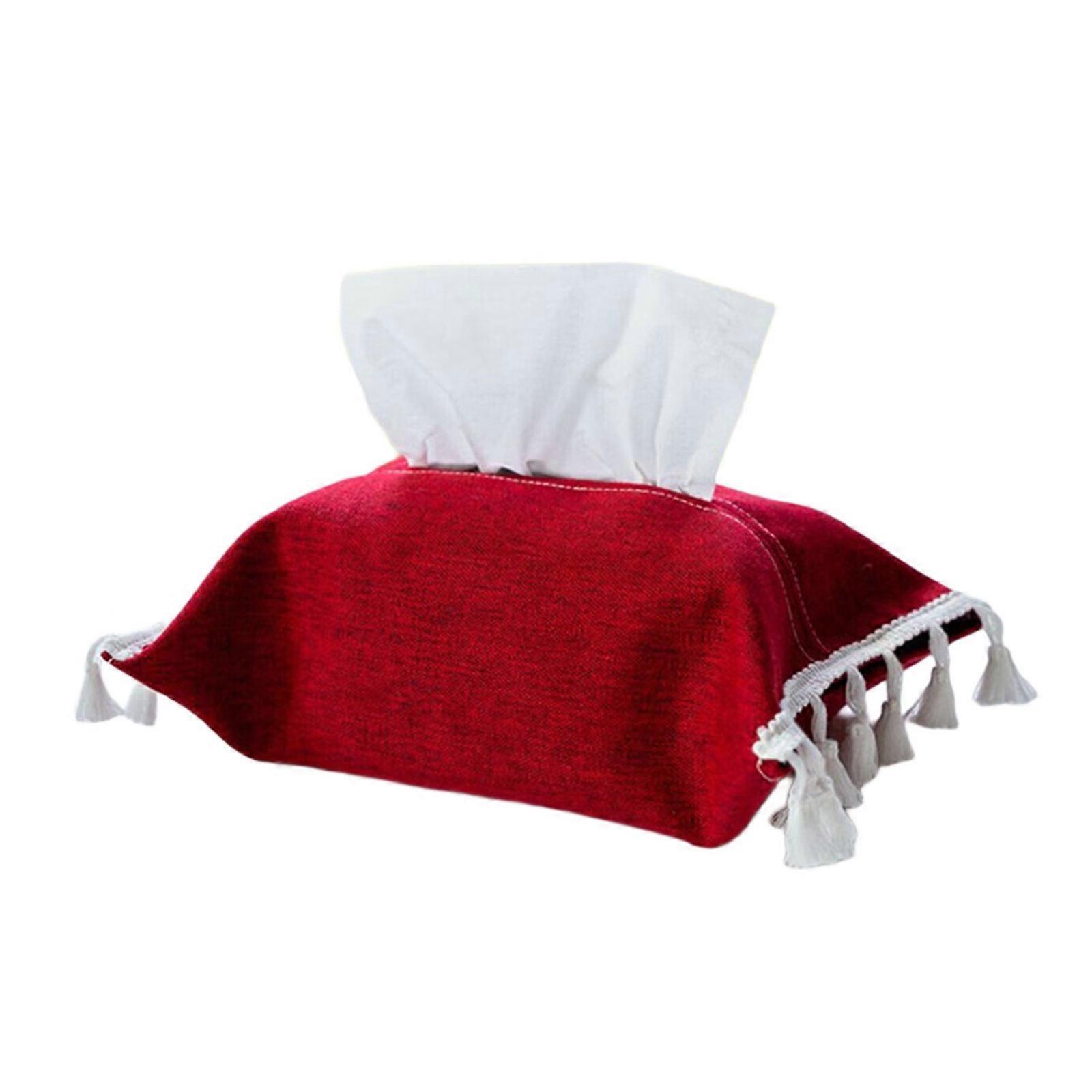 Multipurpose Sturdy Fabric Tissue Box Cover for Home and Office Offering Touches of Color to Any Space Saving Designs Red