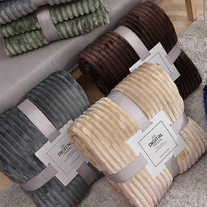 1PC Thick Wide Striped Super Warm Small Sofa Bedding Blanket Flannel Throw Rug