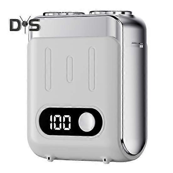 מכונת גילוח חשמלית לגברים IPX7 עמידה למים מיני בגודל כיס מכונת גילוח נטענת USB אלחוטית מכונת גילוח סיבובית מנוע במהירות גבוהה תצוגת LED מכונת גילוח ניידת