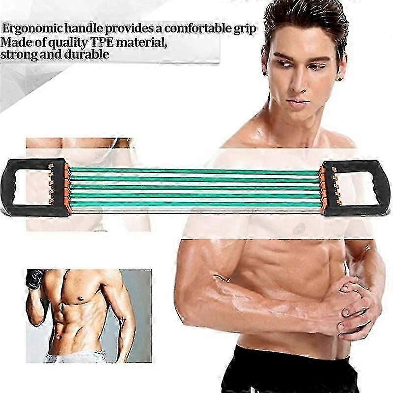 5 String Chest Expander Adjustable Resistance Arm Strength Trainer Resistance Exercise System For Home Gym Bodybuilding Strength Training, Red