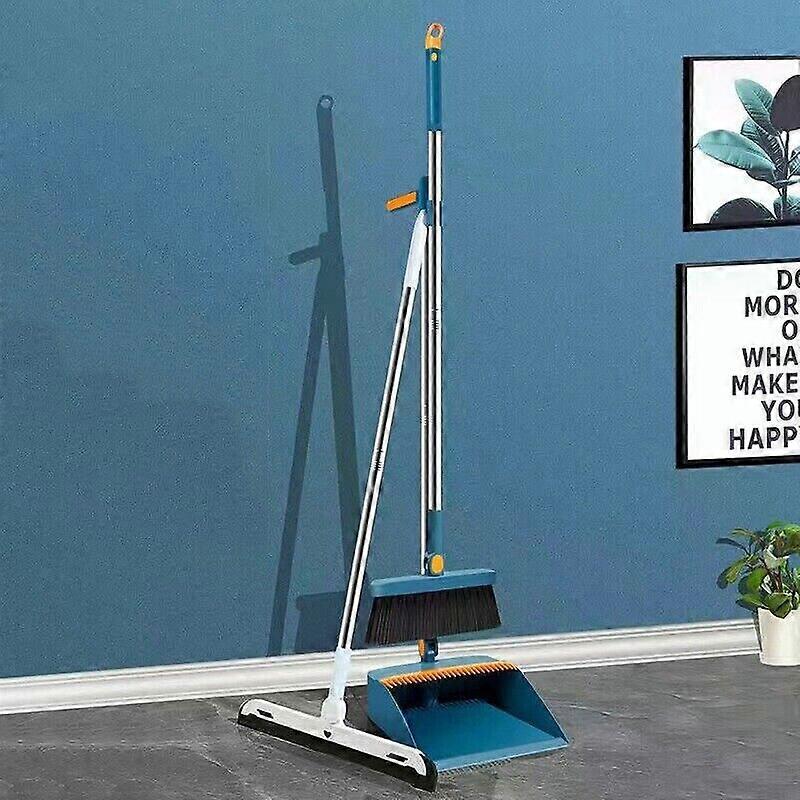 Floor Sweeping Set with Long Handle, Ergonomic Design for Gentle Cleaning, Anti-Scratch Edge & High-quality Material for Durability & Portability