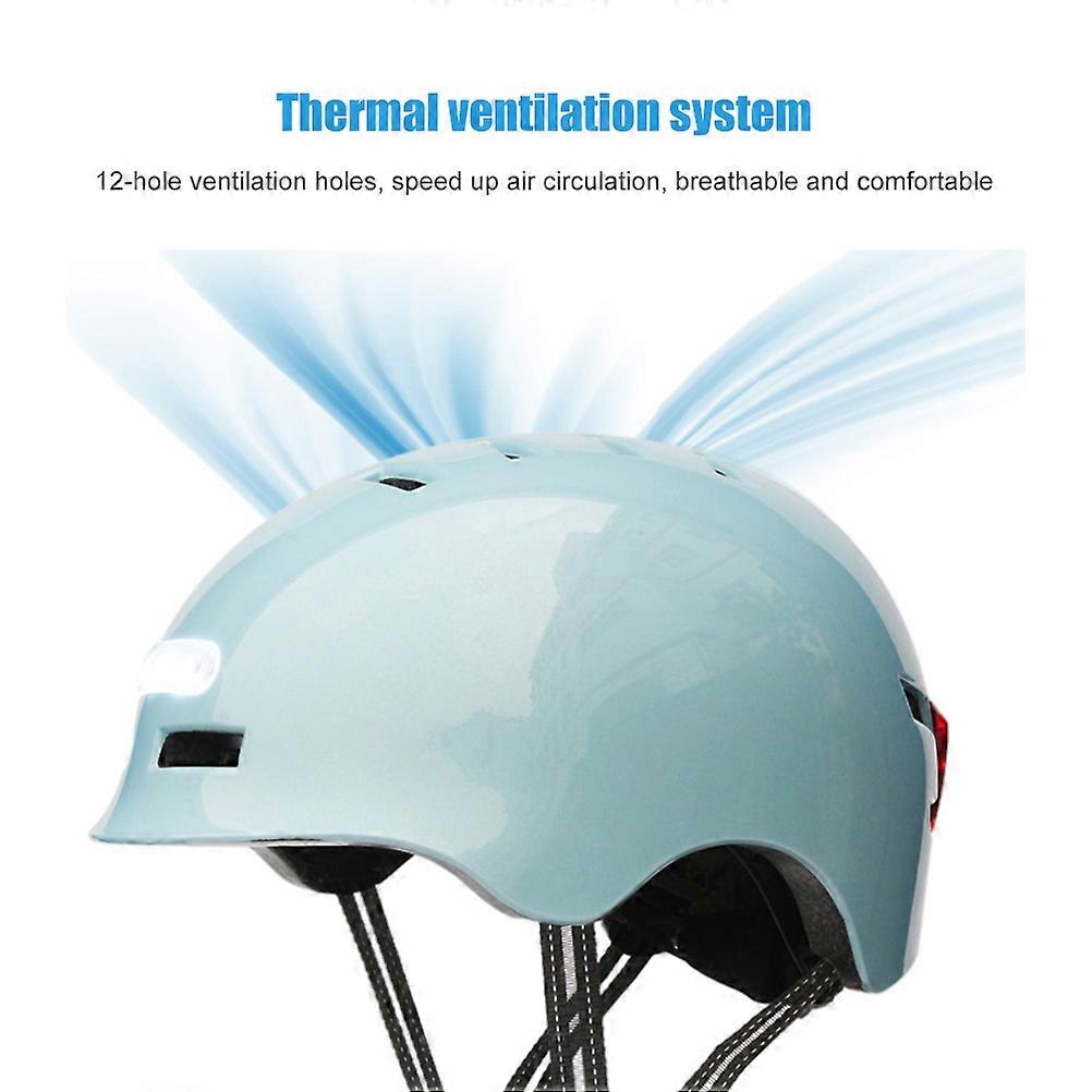Protective Helmet with LED Lights, USB Rechargeable, M/L Sizes