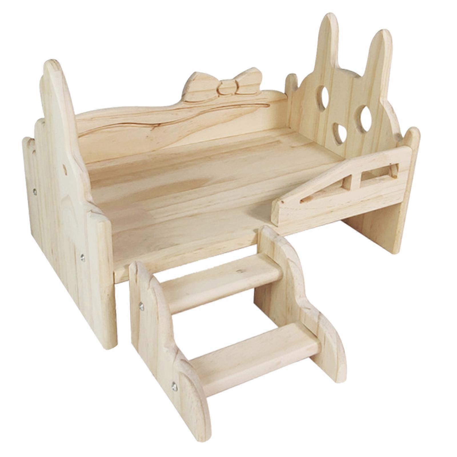 Small Pet Sleeping Bed for Hamster GuineaPigs Platform Bed Squirrels Platform with Climb Ladder Small Animal Habitats