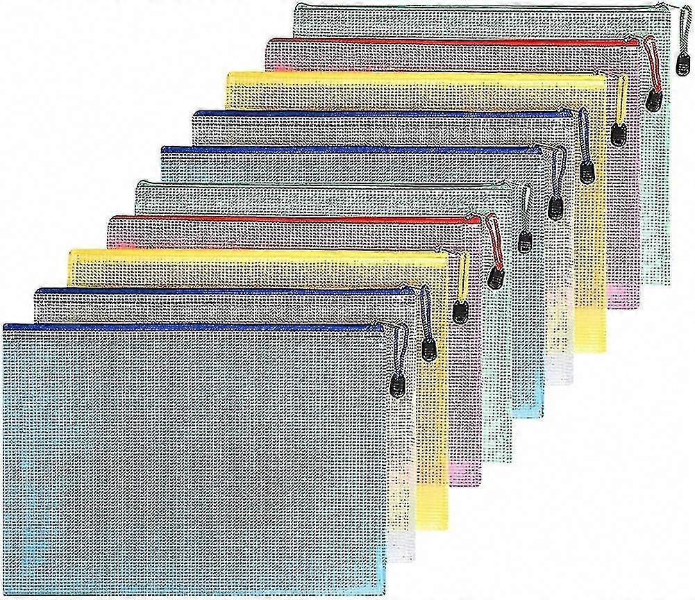 10-Piece A5 Document Pouch with Mesh Zippered File Bags