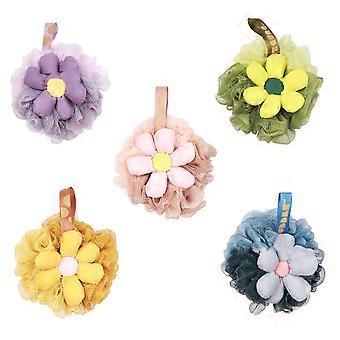 Linda esponja de lufa de baño, piel suave y sedosa con flores de juguete, red de esponja de baño suave y segura no tóxica para niños mayores de 6 años, mejora el baño