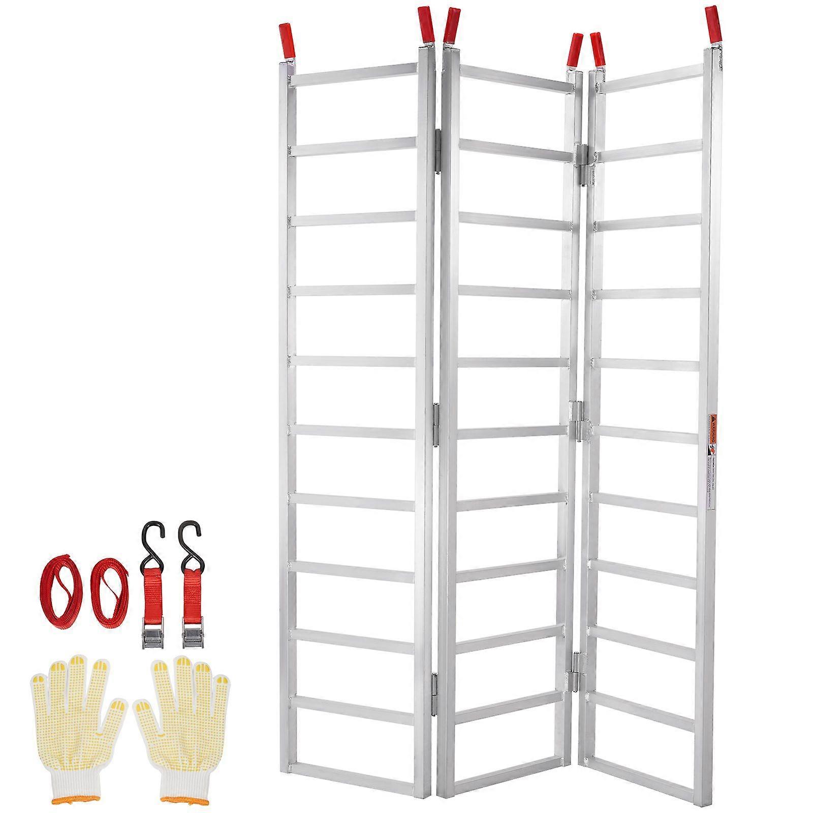 Ράμπες αλουμινίου, 1500 λίβρες, τρίπτυχη ράμπα με ιμάντες φόρτωσης, πτυσσόμενη ράμπα φόρτωσης για μοτοσικλέτα, τρακτέρ, ATV / UTV, φορτηγά, χλοοκοπτικό