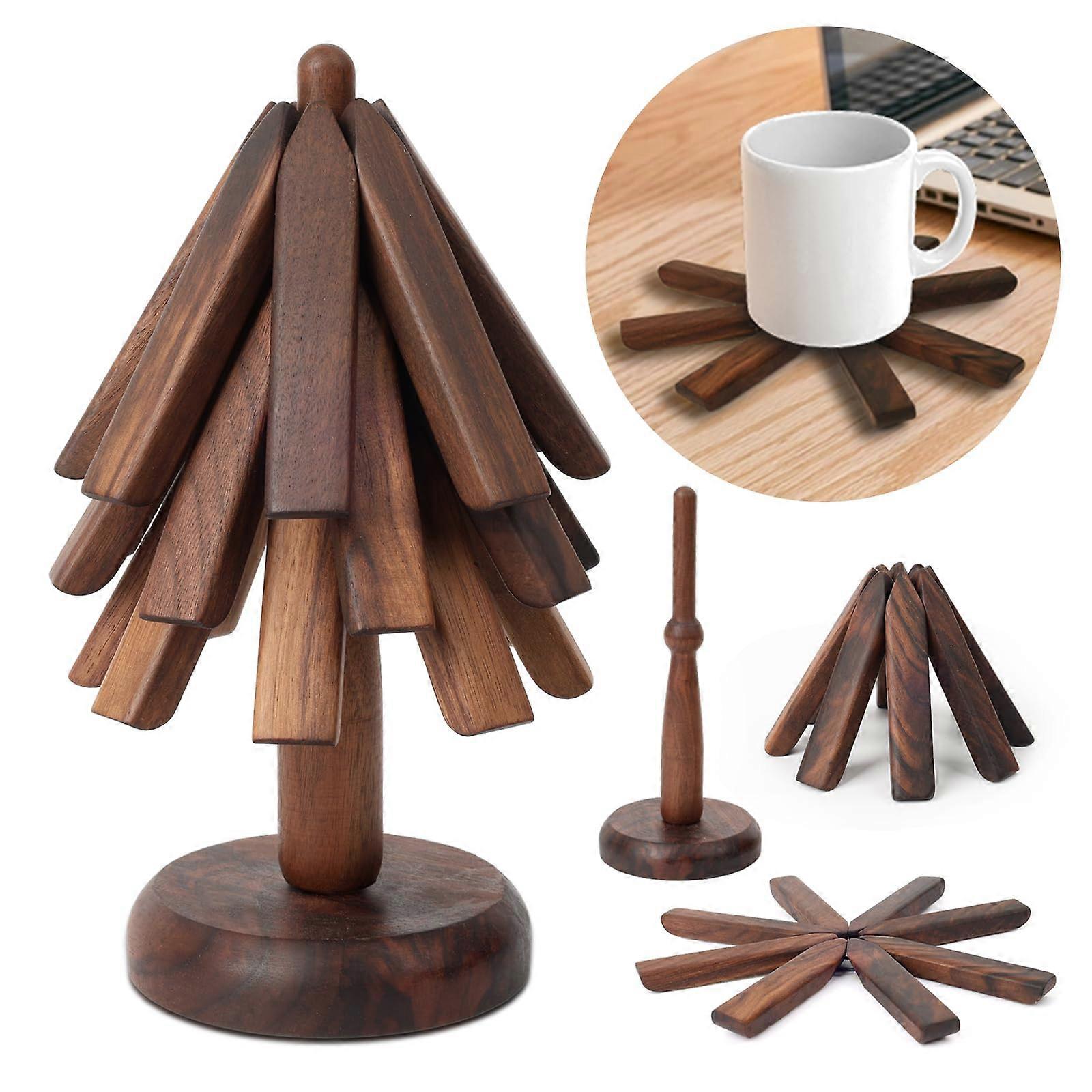 table mat set wood black walnut for kitchen home desktop