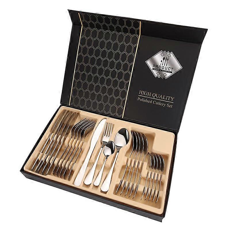 24 Piece Black High-end Cutlery Set for Home Kitchen Restaurant Hotel