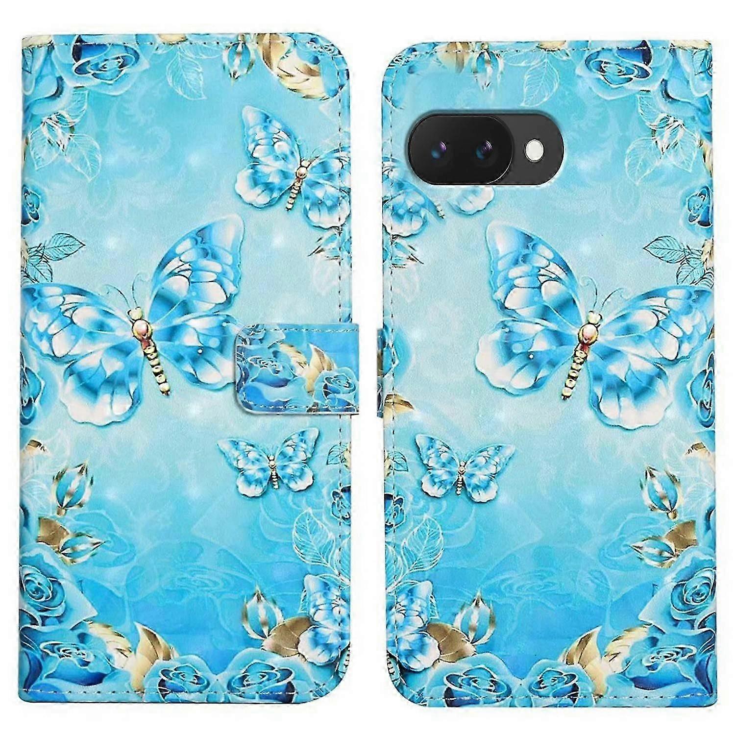 For Google Pixel 9a Case 3D Creative Pattern PU Leather Stand Phone Cover-Triangle Marble