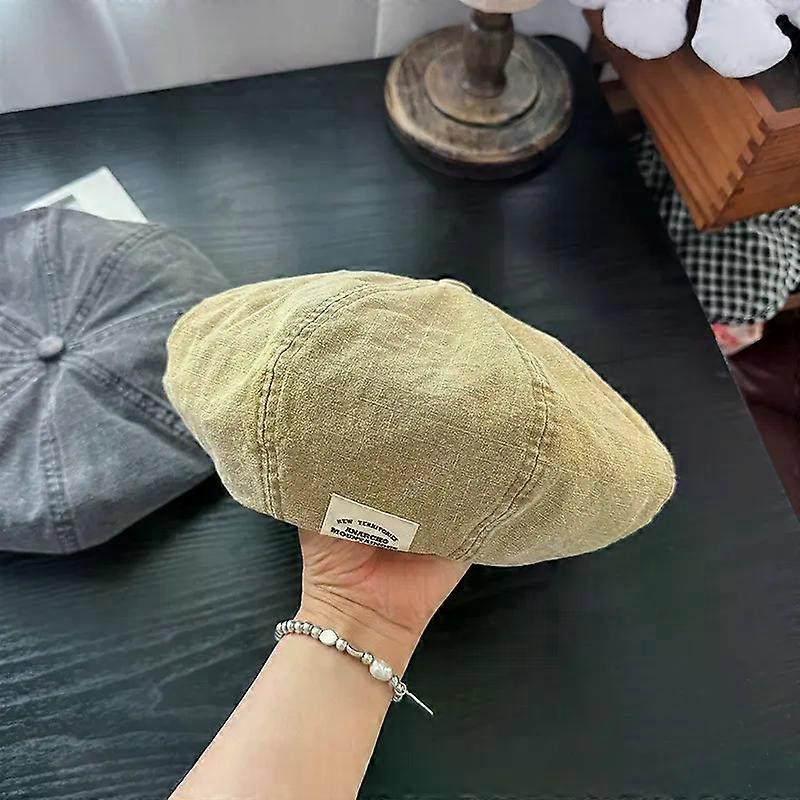 レトロベレー帽原宿スタイルの洗濯プロセス薄い文学八角形のベレー帽帽子女性は顔を示しています小さな春夏カジュアル帽子