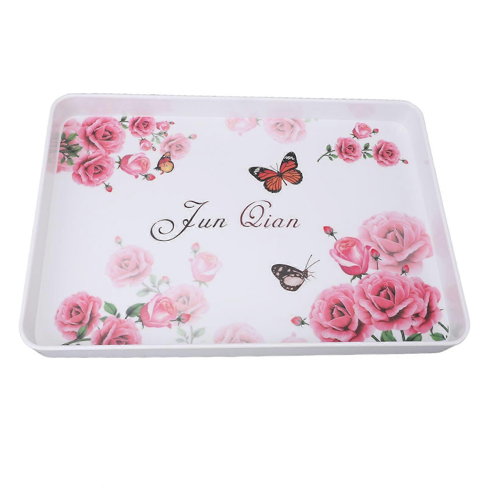 Rectangular Plastic Stackable Versatile Minimalist Food Serving Tray for Snacks Desserts Files Books
