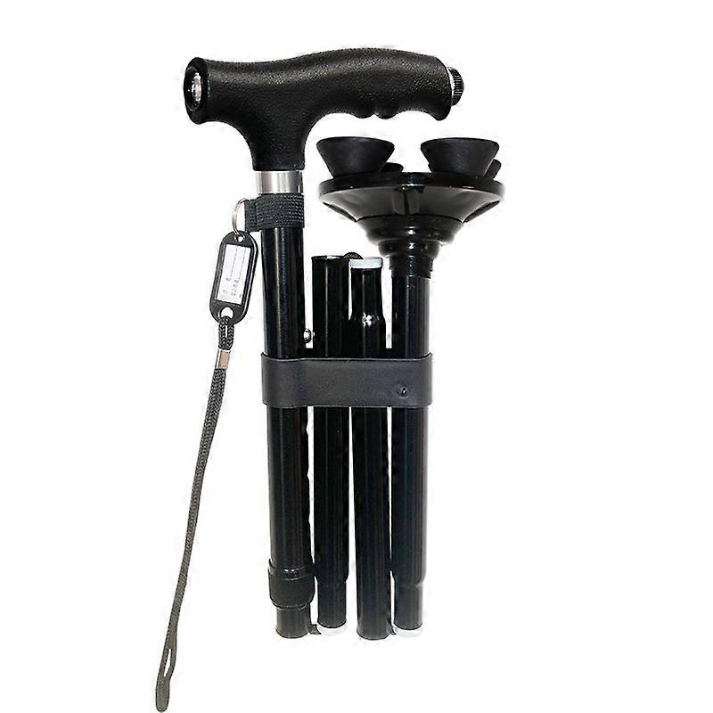 Folding Canes, Walking Cane for Men Women, Portable Cane with T-Handle, Adjustable Height, Non-Slip Base
