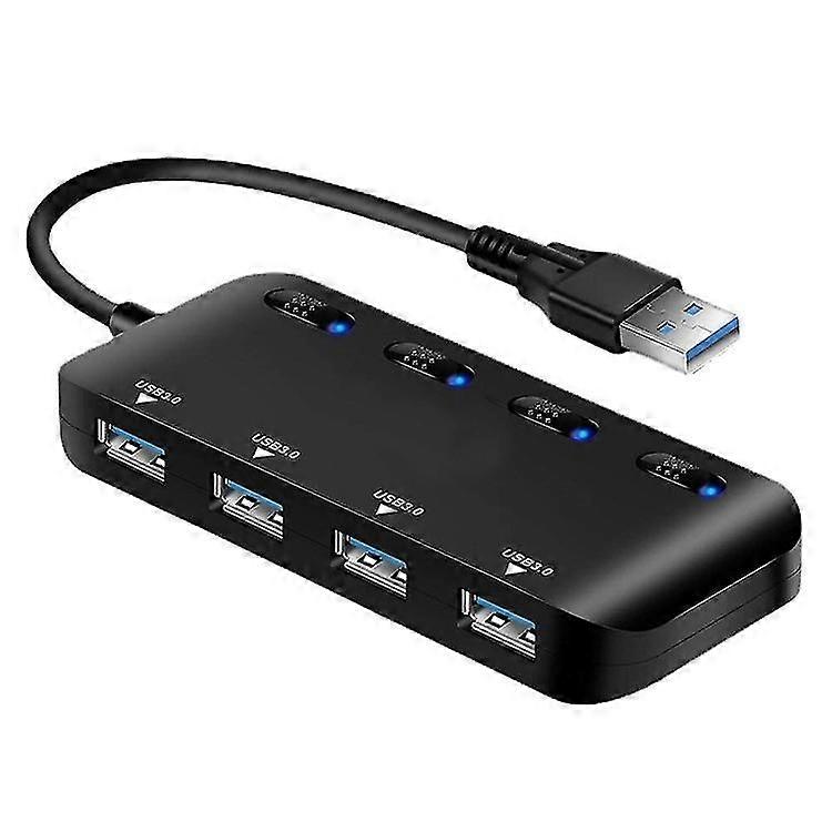 Power Strip Usb 3.0 Hub, Ultra Slim Multiple 4 Port Usb Hub With Individual Power Switch Leds
