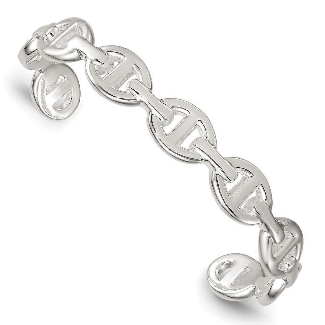 9.6mm 925 Sterling Silver Polished Anchor Mariner Link Cuff Stackable Bangle Bracelet-Cuff-Link για άνδρες