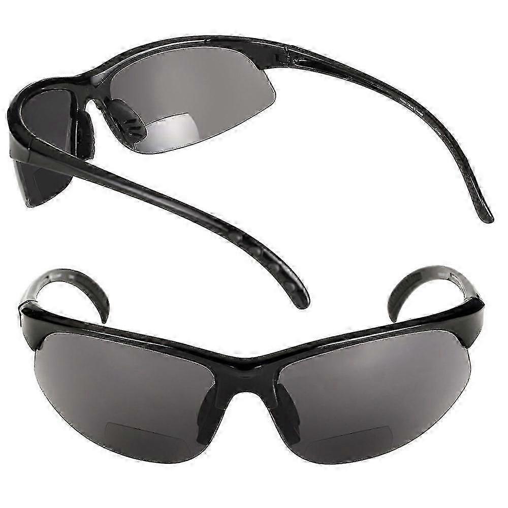 2 Ζευγάρια Unisex Bifocal Sport Wrap Γυαλιά Ηλίου - Γυαλιά Ηλίου Ανάγνωσης Εξωτερικού Χώρου - Μαύρο/High Definition Amber - 3.00 Tw