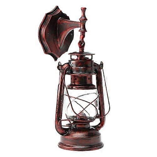 Red Bronze Vintage Lantern Wall Sconce Light Fixture, Rustic Retro Industrial Decor, Adjustable Mounting, 12 Inch