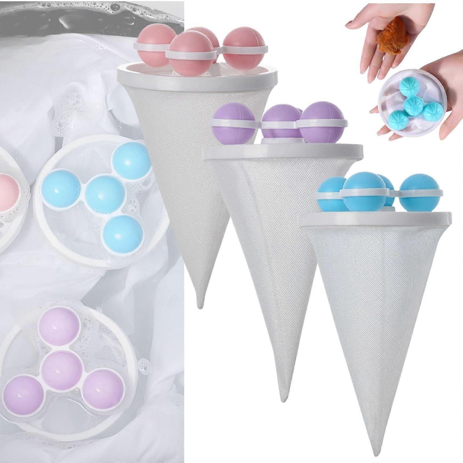Laundry Pet Hair Catcher - 3 Pack Reusable Floating Mesh Lint Remover for Washing Machine, Ideal for Dog and Cat Hair Removal, Multicolor