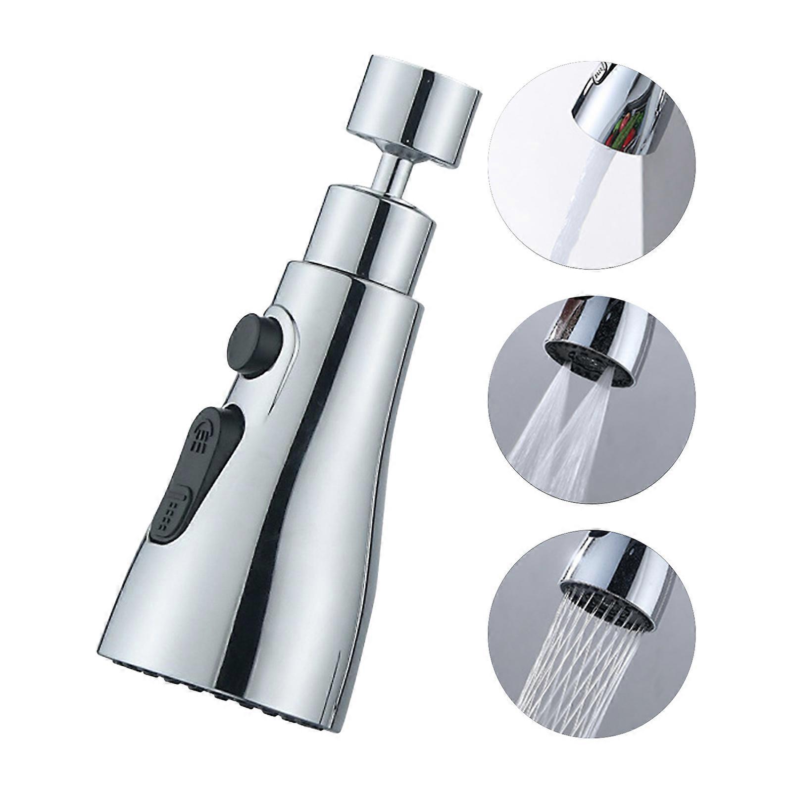 3-Function 360° Swivel Faucet Sprayer Head G1/2 Water-Saving Silver