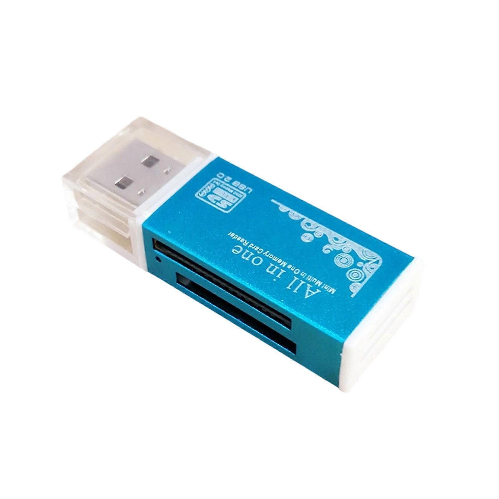 Multiple Slot Card Reader USB 2.0 Memory Stick Adapter For MS TF Cards More Slots  Blue