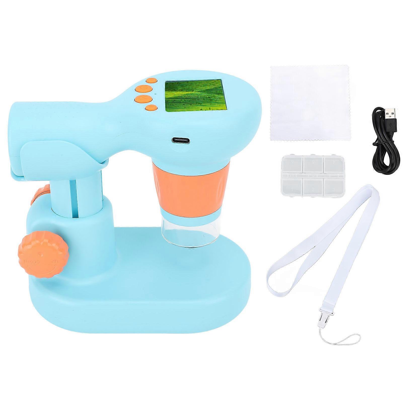 Portable Kids Microscope with IPS Screen - 100X-800X Magnification, LED Lights, HD Camera