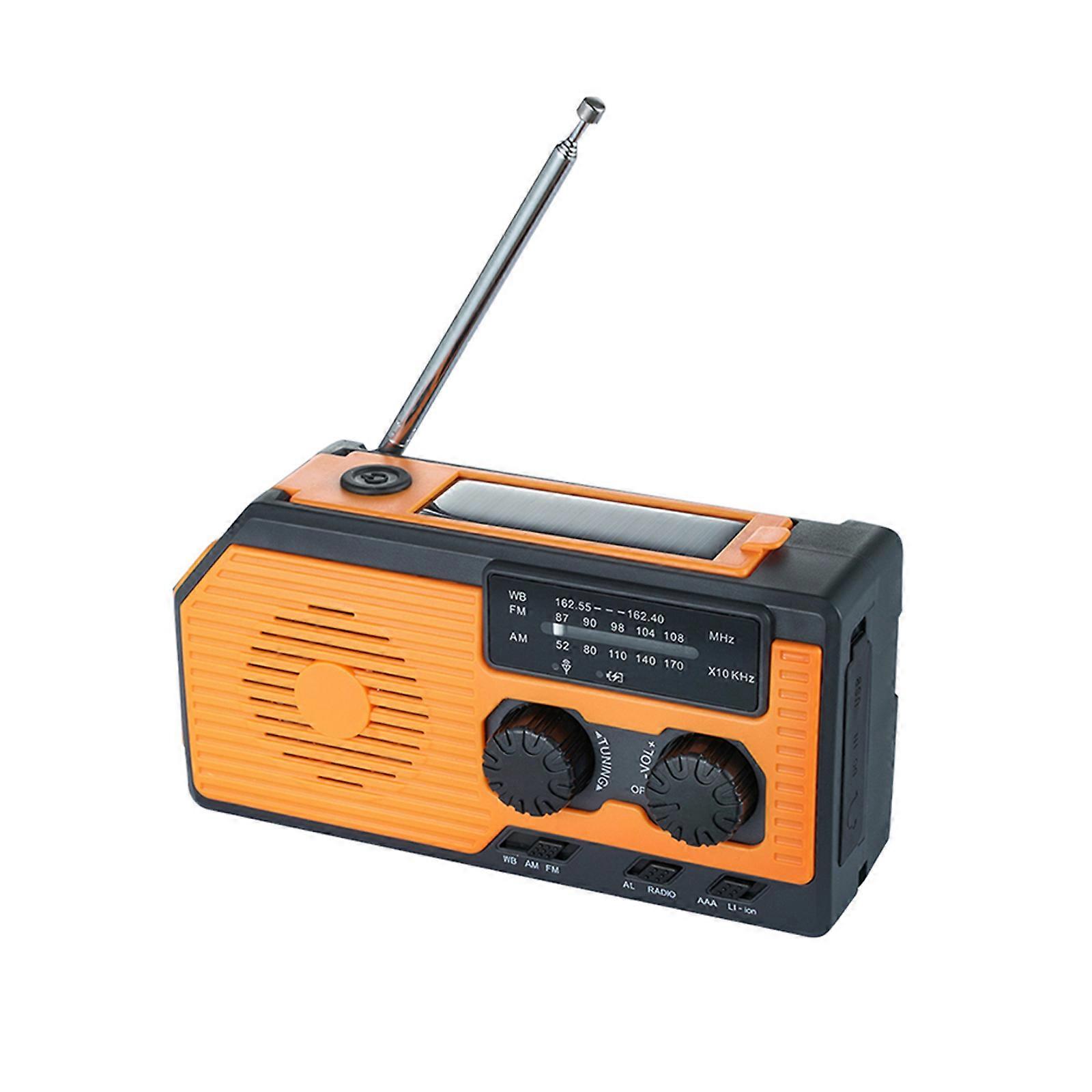 5000mA Weather Radio Solar Hand Crank 4-Way Power Emergency Radio,AM/FM/NOAA Alert Survival Portable Camping Flashlight