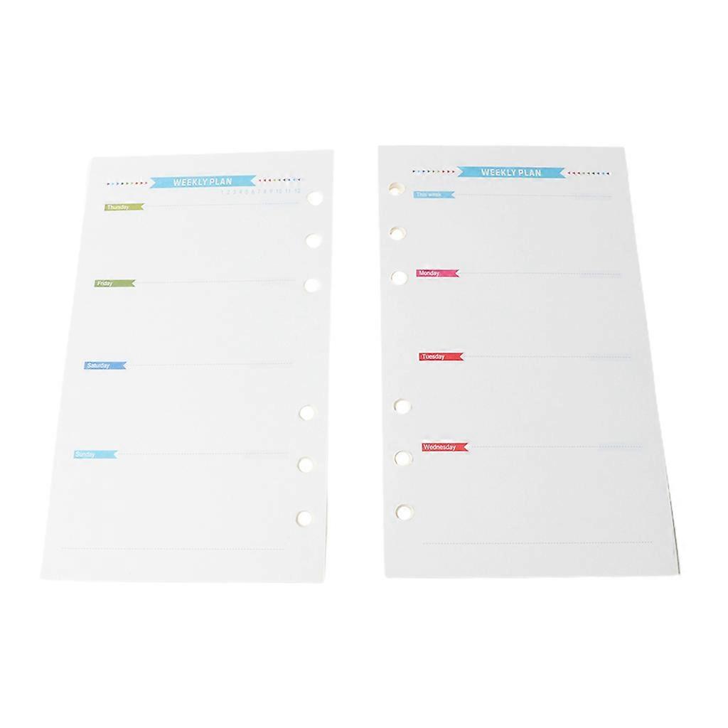 A6 Loose-leaf Papers 6-hole Loose-leaf Refill Papers Weekly To-do-list Papers for A6 Loose-leaf Notebook Binder Planner Multicolor