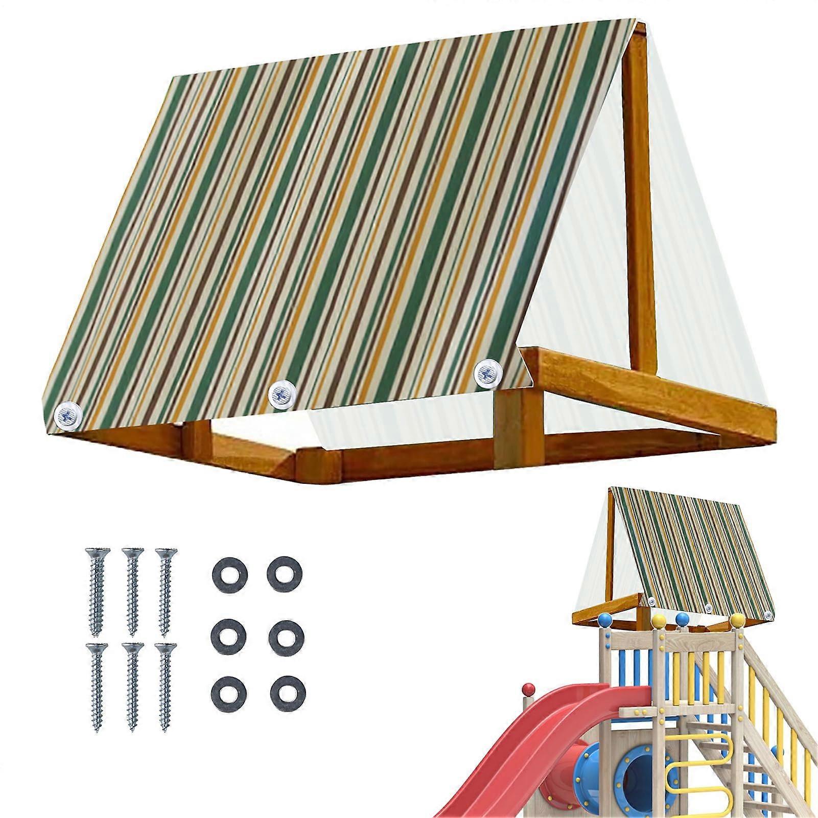Playground Canopy, Playset Canopy, Swing Set Replacement Canopy Green and Yellow Stripes