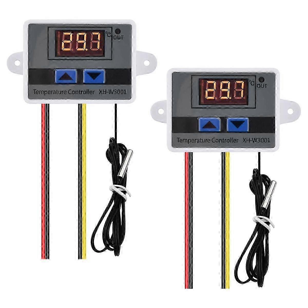 2Pcs XH-W3001 Digital Temperature Controller with Sensor AC110V-220V Thermostat Temperature Switch
