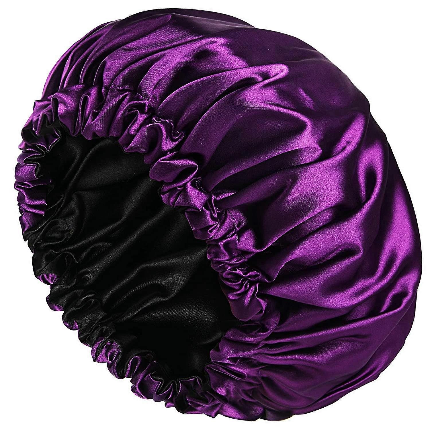 Large, Double Layer, Reversible, Adjustable Satin Cap For Sleeping Hair Bonnet