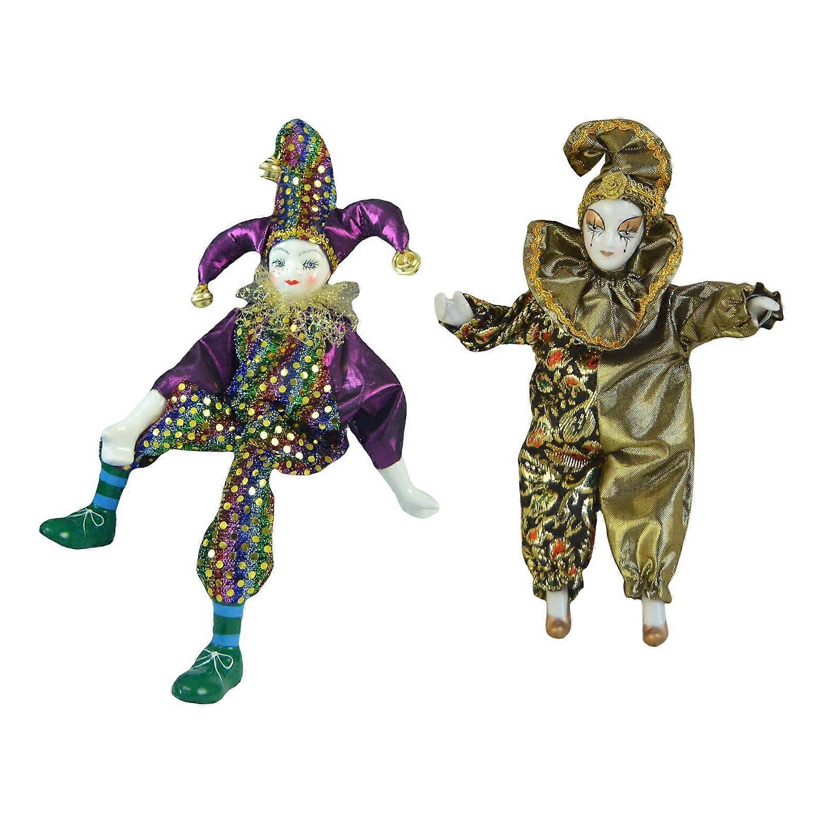 2Pcs Funny Clown Stuffed Toy with Costume Clown Model