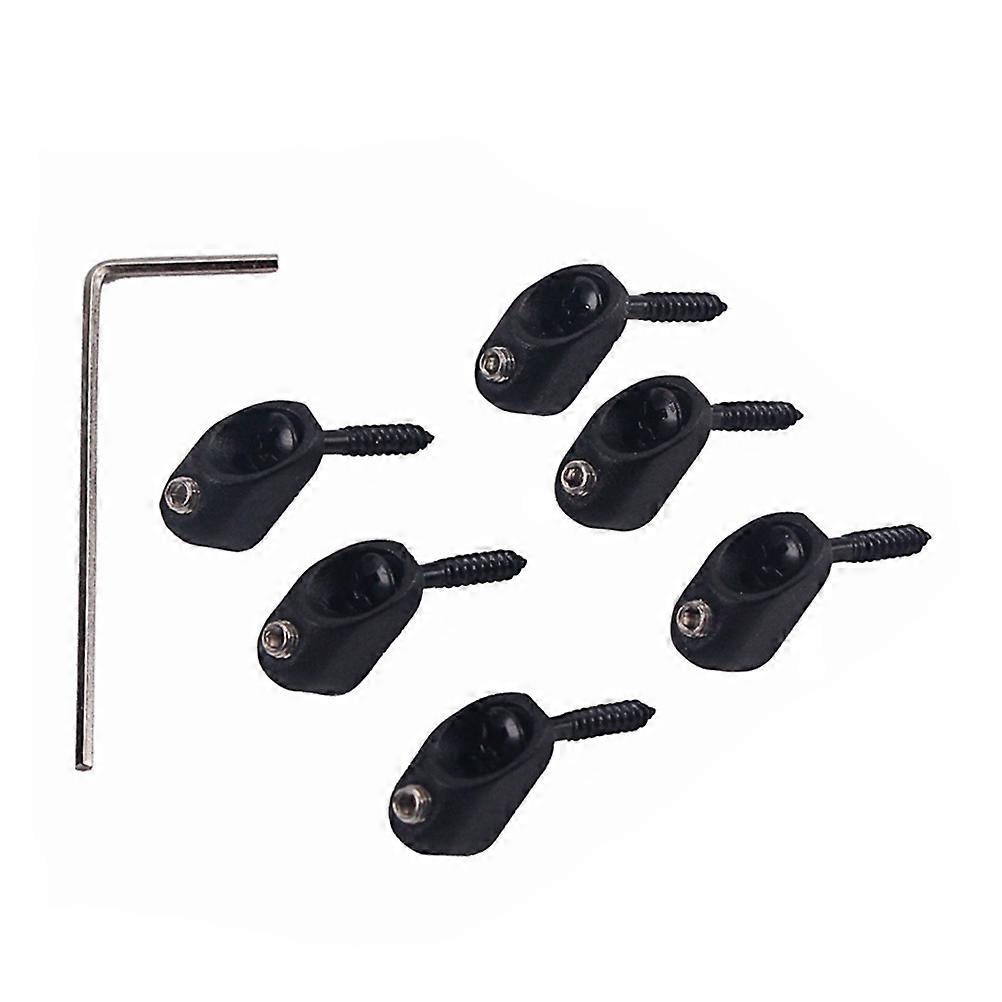 6pcs Headless Guitar Locking Nut Set With Screws And Wrench Corrosive Metal Black Lock Nut For Electric Bass Guitar Strings Secure Fit For Tuning