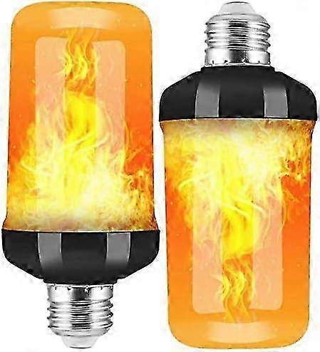2 Pack E27 LED Flame Effect Light Bulbs with 4 Modes and Gravity Sensor for Indoor/Outdoor Use and Bars