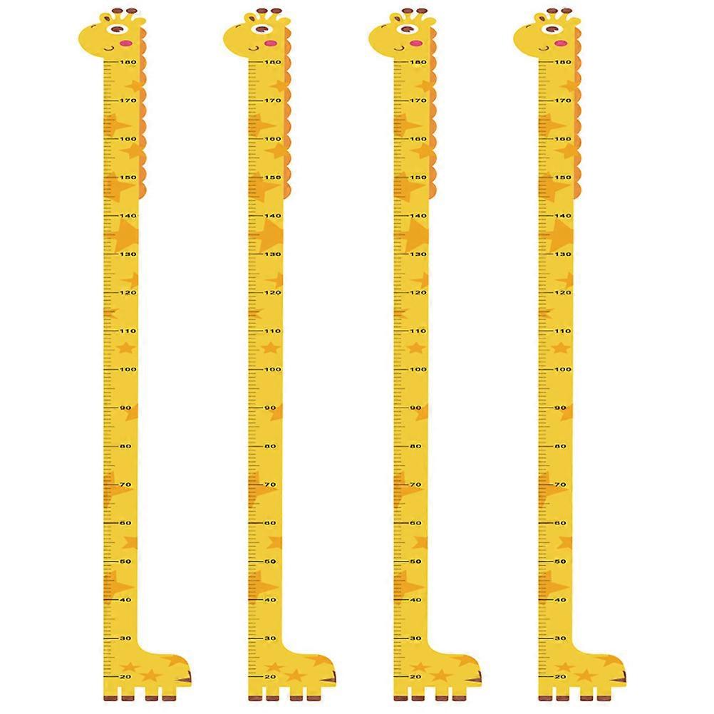 Removable Growth Chart Wall Stickers, 4pcs Set with Cartoon Design for Height Measurement and Nursery Bedroom Decor