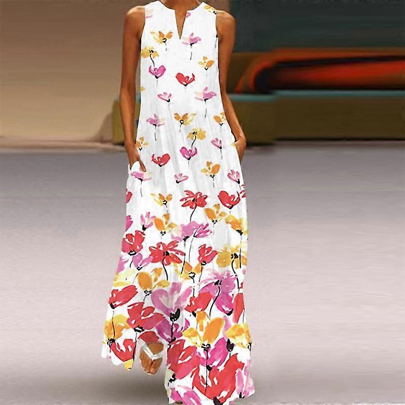 Pentru femei Rochie în linie A Maxi Lung Fără mâneci Balon cu aer cald Imprimeu Toamnă/iarnă Decolteu în V Stil retro Elegant