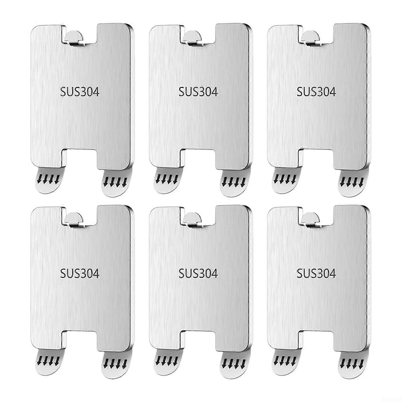 Slim design meets functionality, set with six sturdy stainless steel frames and nonstaining stickers.