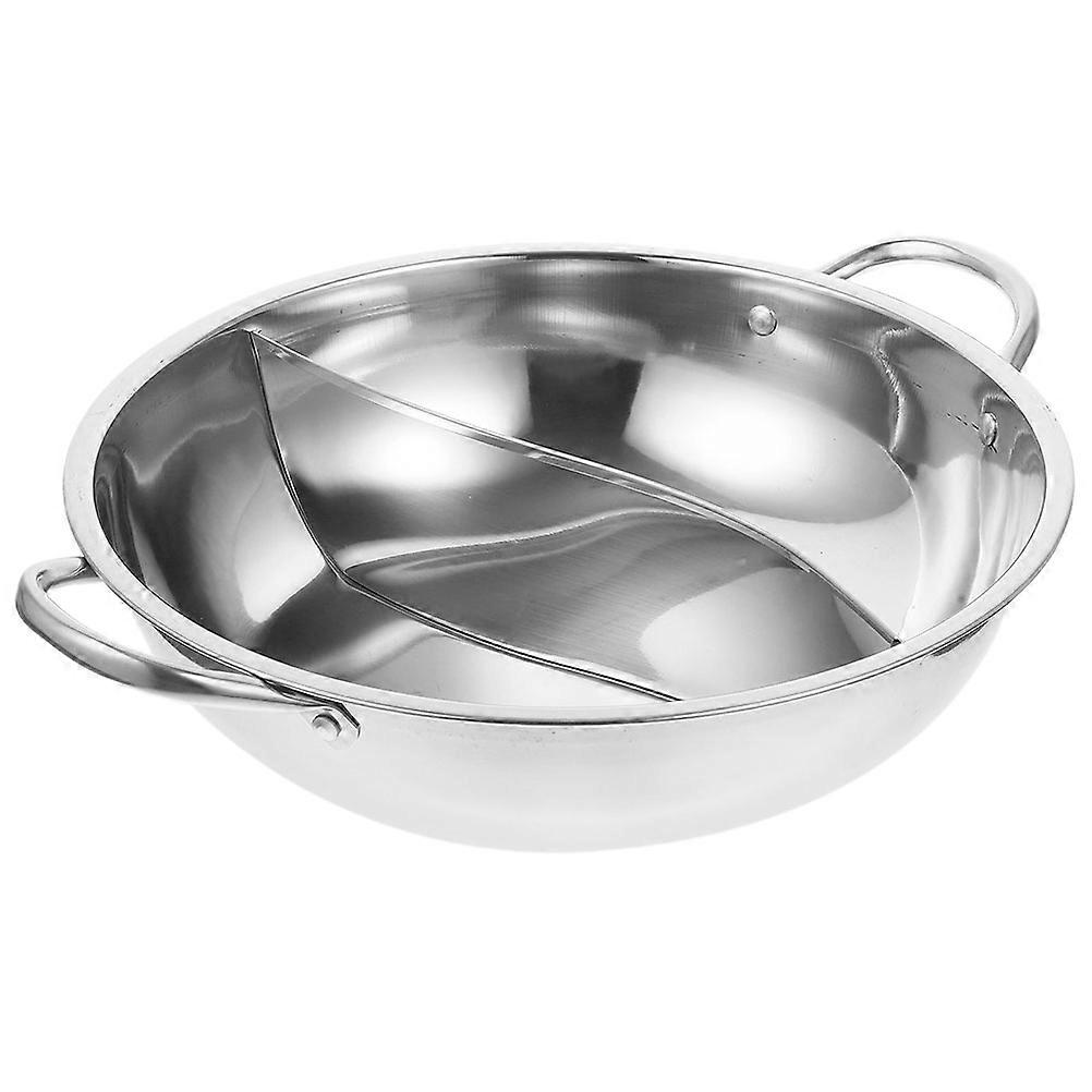 Double Flavor Hot Pot with Divider Stainless Steel Soup Pot for Gas & Induction Cooktops Space Efficient Design for Home & Commercial Kitchens