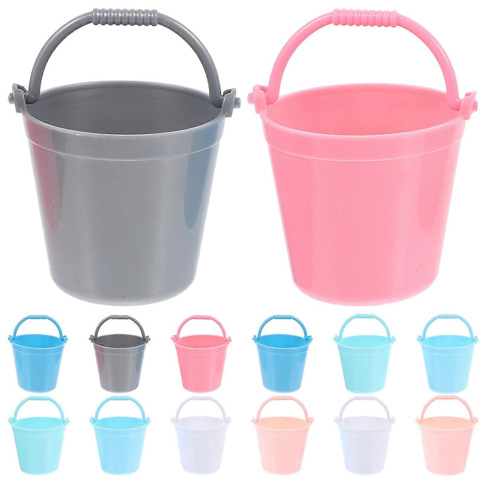 Plastic Sand Water Bucket 14Pcs Assorted Color for Kids Use Pretend Play Lifelike Miniature