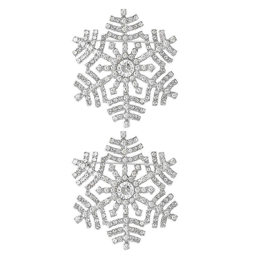Here's a polished and professional product description based on your input:
 
**2pcs Snowflake Rhinestone Brooch for Women – Elegant Christmas Pin