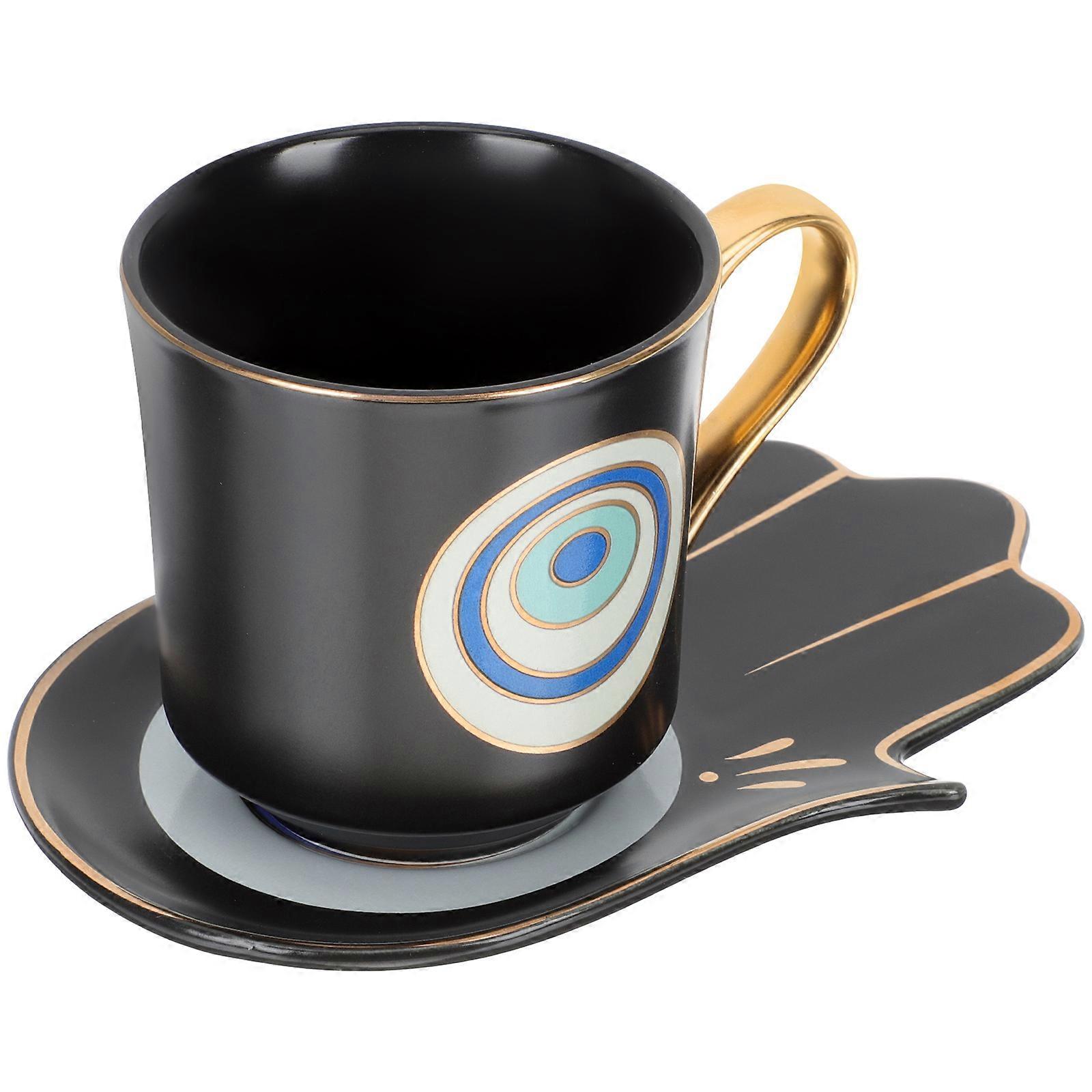 Evil Eye Pattern Porcelain Cup European Style For Cafe 16x11cm Storing Tea 1 Set