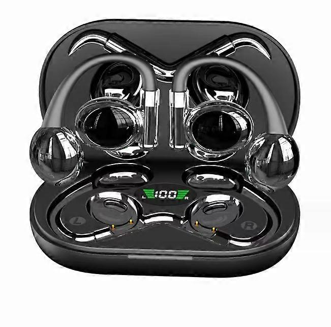 Ear Clip Bone Conduction Headphones Bluetooth 5.3(Black)