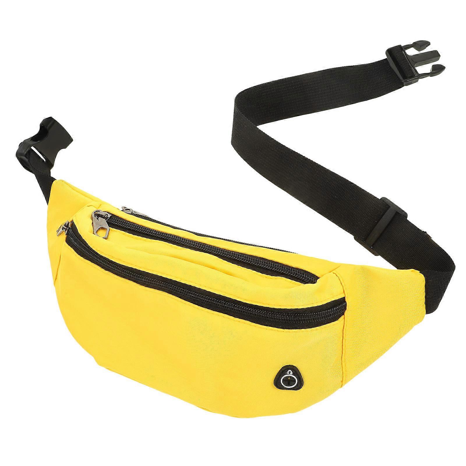 Adjustable Fanny Pack Yellow Durable Nylon Multiple Pockets Waist Bag for Storage