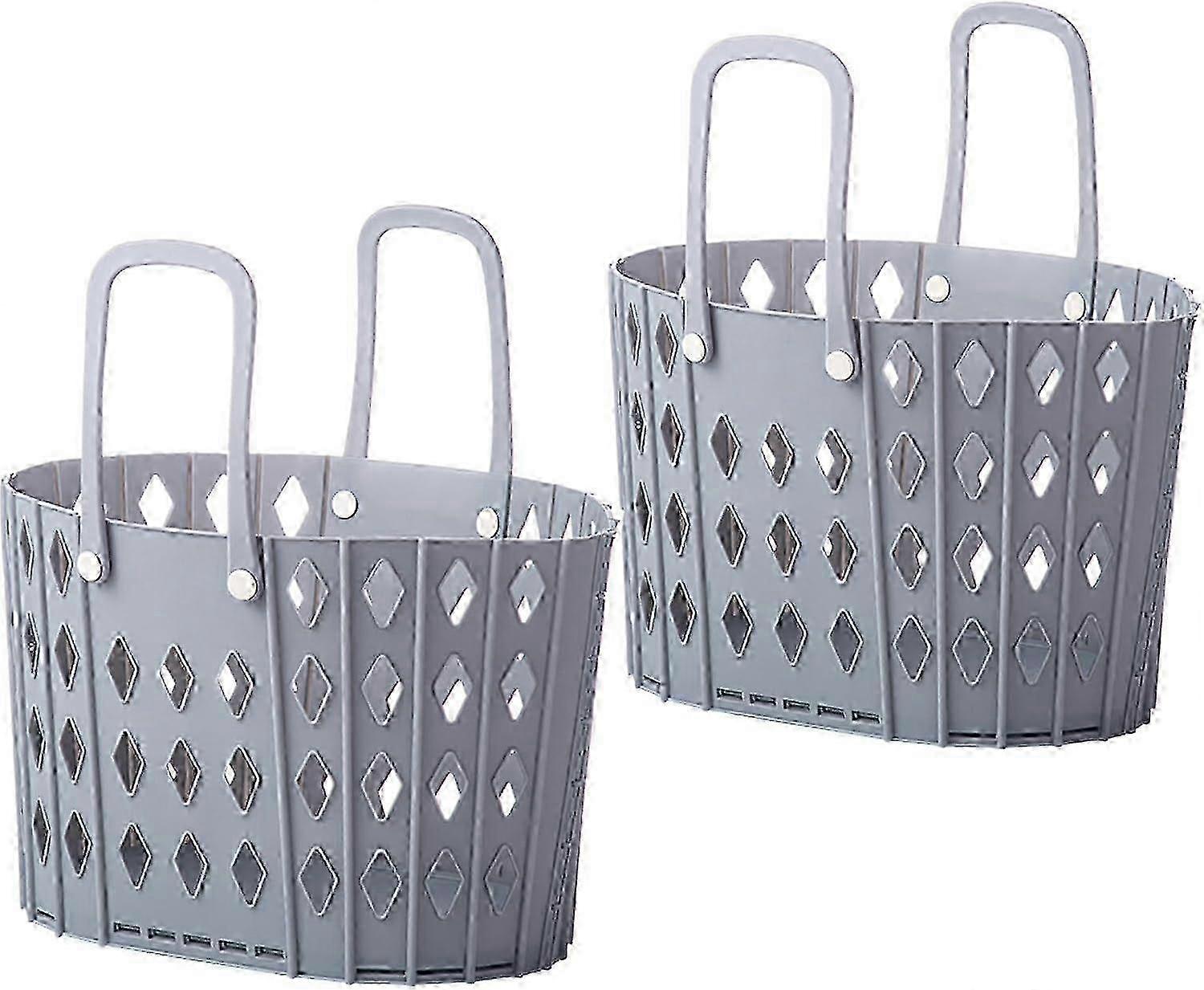 Foldable Plastic Laundry Hamper with Handle, 2pcs Gray Storage Basket