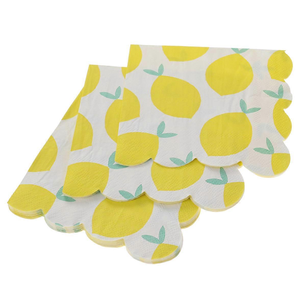 Disposable Party Decoration Yellow Paper Napkins Square Fruit Design for Carnival 25*25cm 16Pcs