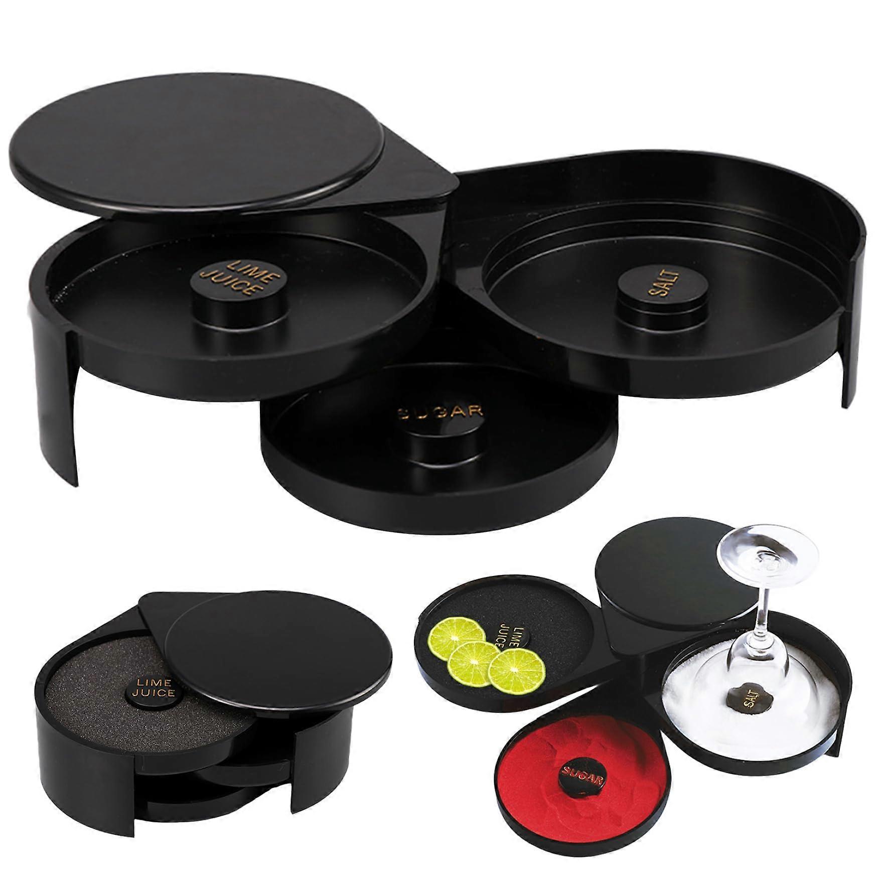 Margarita Salt Rimmer Set, 3-Tier Glass Rimmer with Plastic Bowl for Lime Juice, Sugar, and Salt for Bartenders