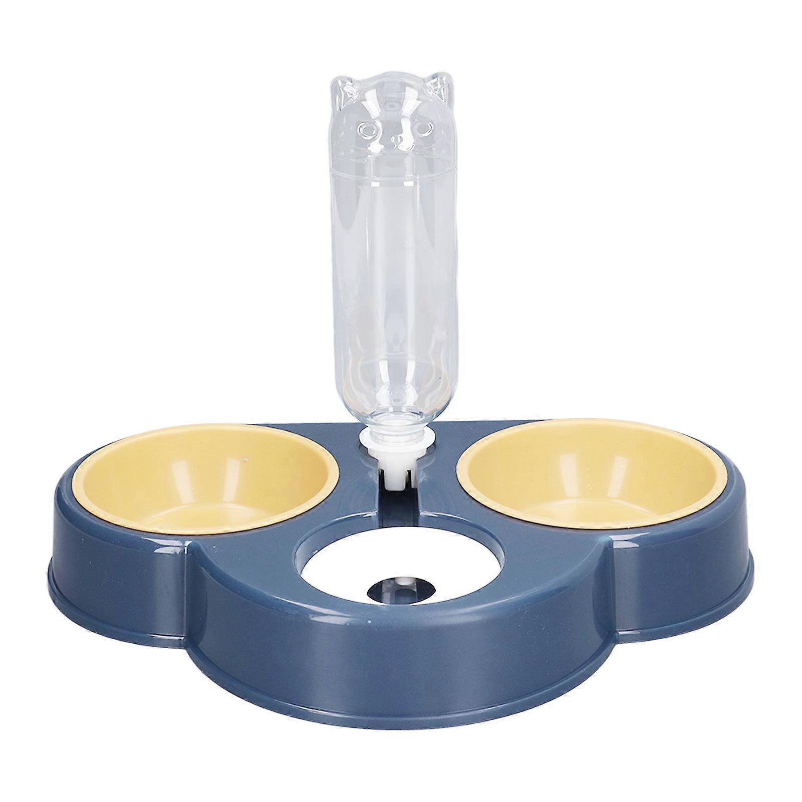 Triple Dog and Cat Bowls, 15 Degree Tilted, with Automatic Puppy Water Bottle, Type B