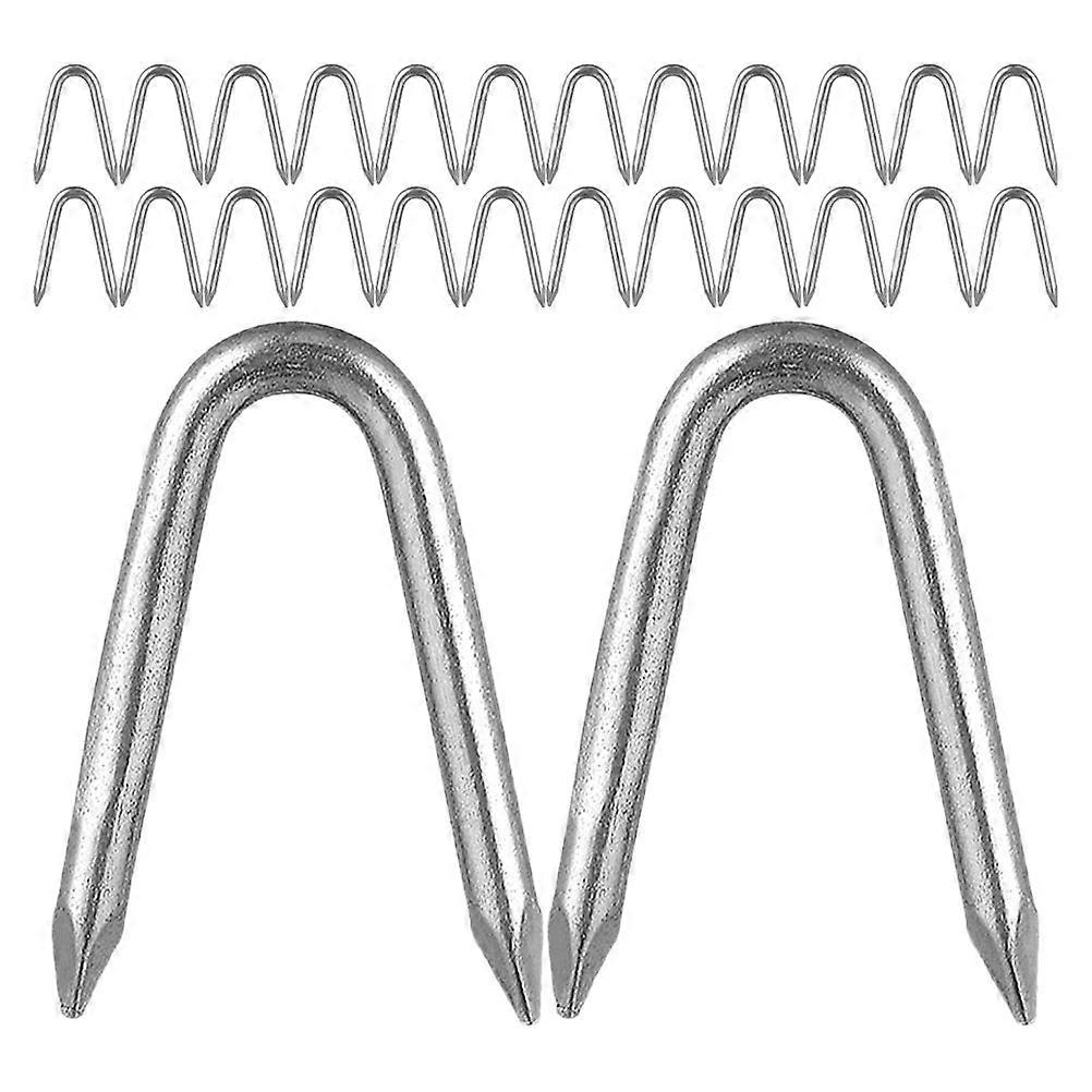 Heavy Duty U Shaped Fence Staples for Securing Wire Mesh Made from Iron Silver Color Great for DIY Projects 140 Pieces