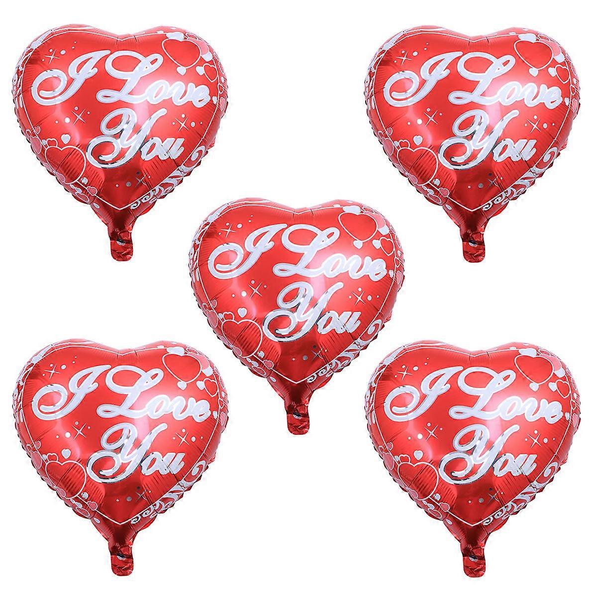 Happy Valentines Day Balloon Red Heart Shape Aluminum Film 5Pack