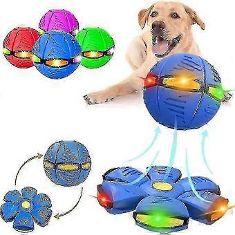 Haustierspielzeug Fliegende Untertasse Kugel, magische Fliegende Untertasse Ball Hund Spielzeug KLK-mit 6 Lichtern-Blau