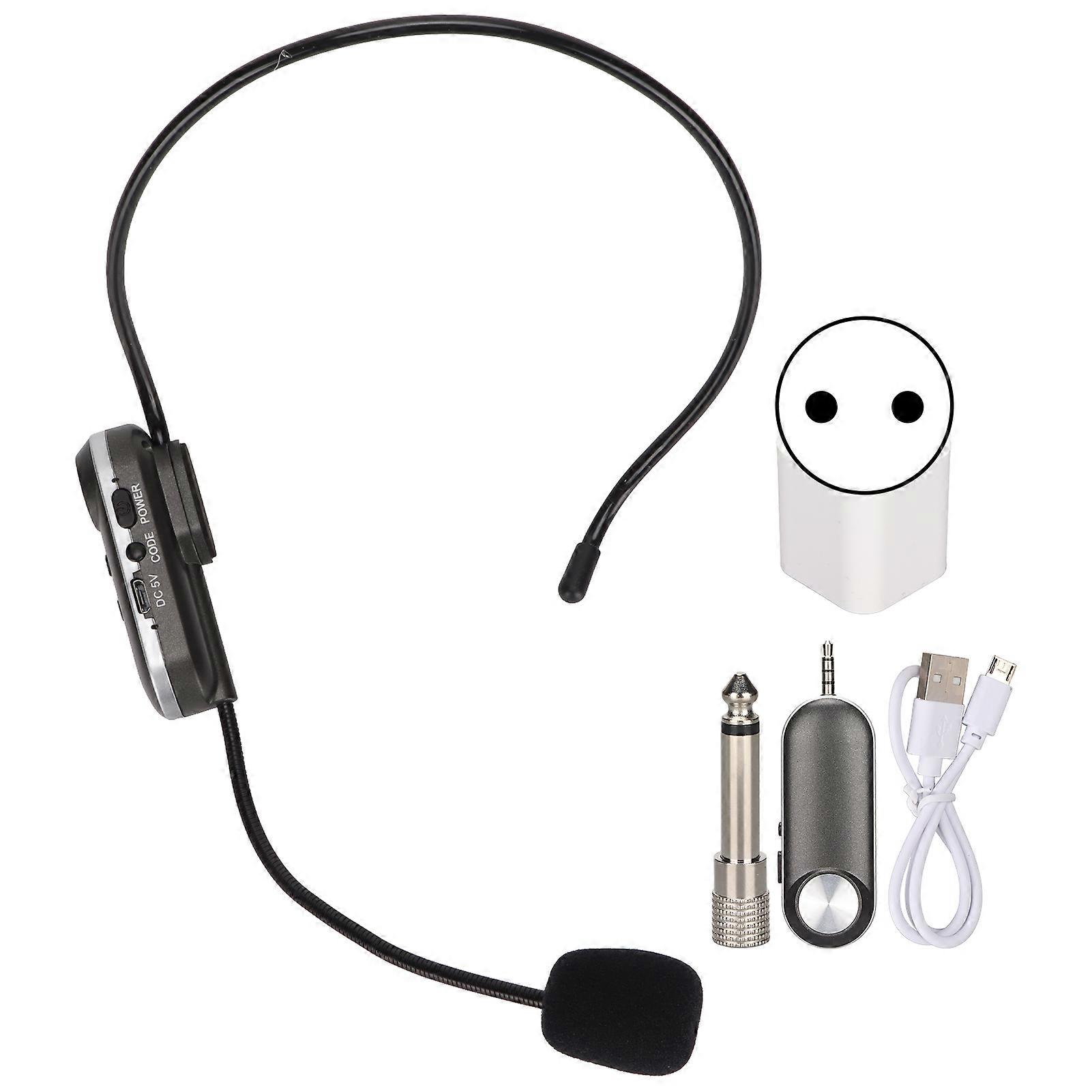 Micro-casque sans fil UHF T‑1, prise 3,5 mm, avec adaptateur 6,35 mm pour système de sonorisation Amp, prise 100‑240VEU